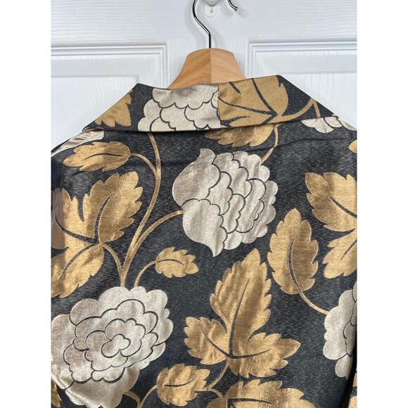 CHELSEA & THEODORE Harlow Jacket Size 6 Black Floral Cropped Metallic 3/4 sleeve - Picture 9 of 14
